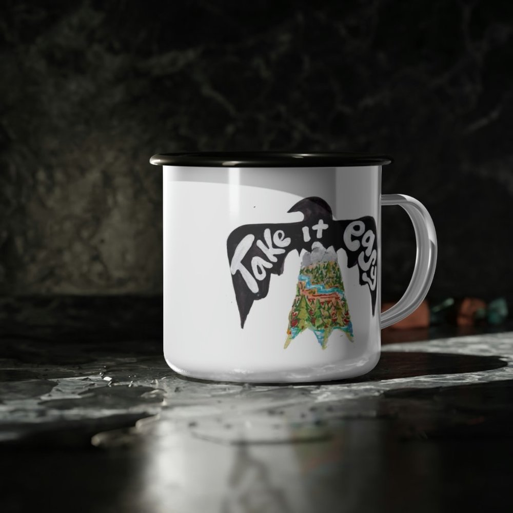 Take It Easy enamel camping mug